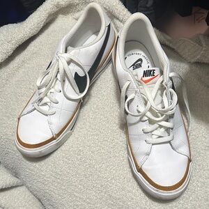 Nike White Sneakers with Brown Trim